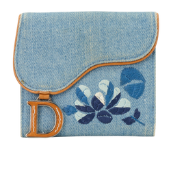 Christian Dior Saddle Lotus Wallet, Denim, Blue, 02LU0045, DB, 2*